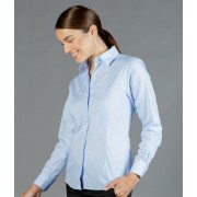 Womens Long Sleeve Textured Mini Check Shirt with logo